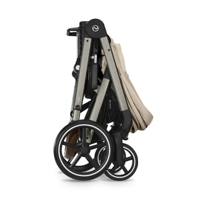 Carrinho De Bebê Cybex Balios S Lux Almond Beige (Taupe Frame) - Fechamento Compacto com Uma Mão